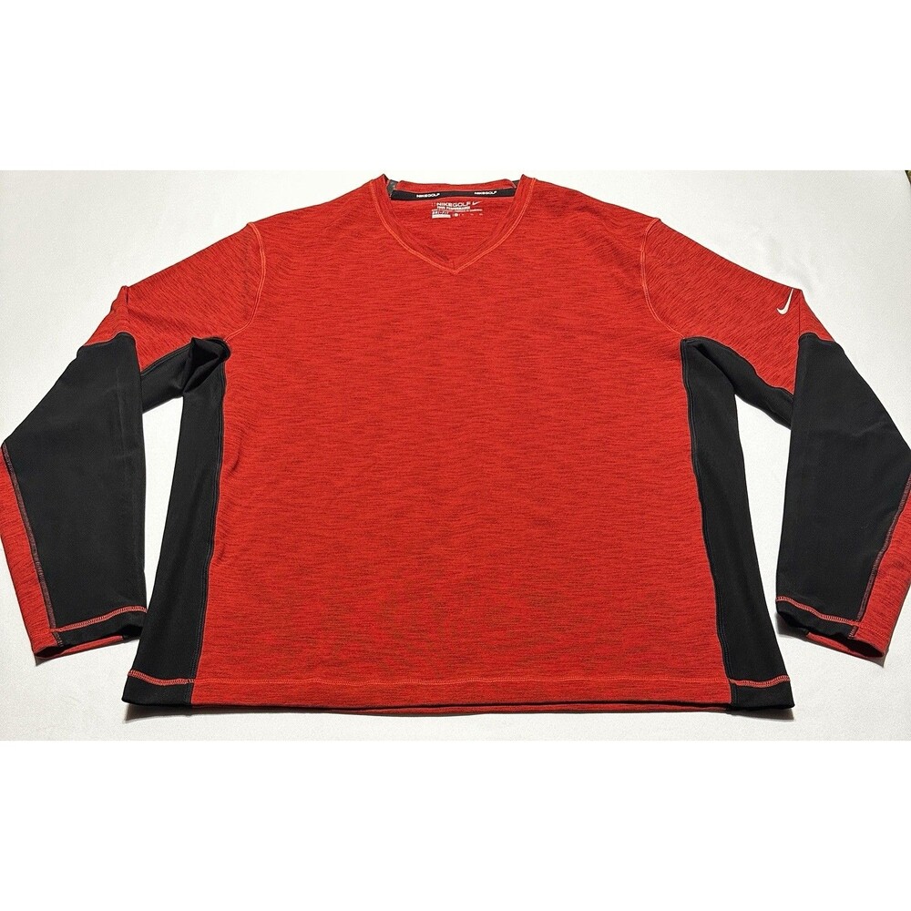 Nike Tour Performance Golf Tech Red Black V-Neck  542158 Casual Men's Size XL